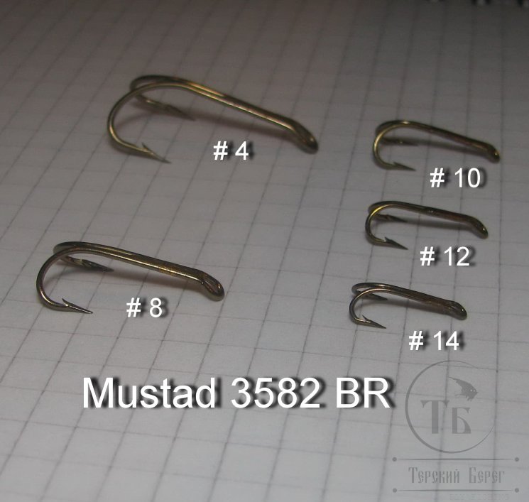 Mustad двойник вязальный бронзовый (ухо вниз) № 8