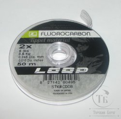 Поводковый материал Loop Tippet  Fluorocarbon 2Х 8 LB/3,6 кг, 0.245 mm, 50 m