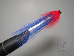 Муха лососёвая английское крыло WG Tube ( 49 ) Plastic 1,0 дюйм Kingfish Blue / Red ( сине красная  )