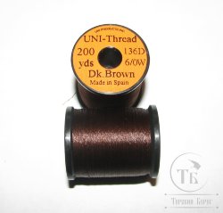 Монтажная нить UNI THREAD 6/0 Dk. Brown 200 yds