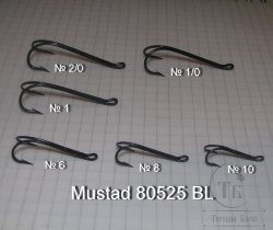 Mustad 80525 двойник вязальный черный (ухо вверх) № 1