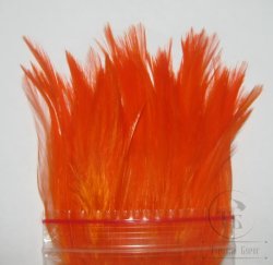Перо скальпа петуха Огненно Оранжёвое (пнл) \ Strong neck hackle Hot Orange Терский Берег