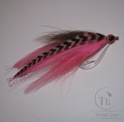 Муха щучья Grizzly Pink кр. морской №1 (нецепляйка)