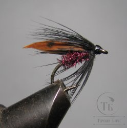 Муха мокрая Wet fly ( 108 ) Black Brown Claret  крючок № 12 ( Kumho Wet)