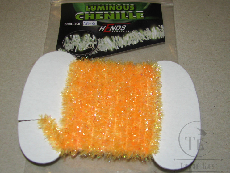 Светонакопительная синель Luminous Chenille 6 mm. 1,5 m Fl..Lt. Orange Hends LCH  06-6