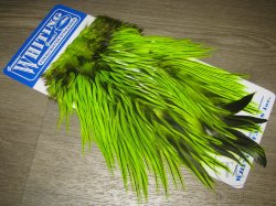 Седло петуха с широким пером Whiting Freshwater Streamer Saddle Badger Fl. Green Chartreuse