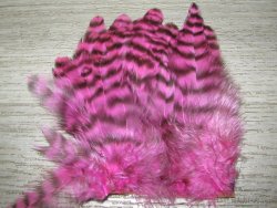 Перо петуха на коже лопаточное гризли фл розовый Scapulars feathers Grizzly Fl. Pink