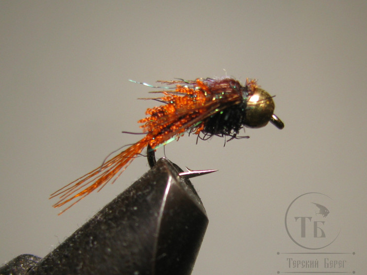 Муха нимфа Scud ( 7 ) GH Ice Orange Black nymph крючок scud № 14