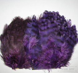 Перо петуха на коже лопаточное гризли фиолетовый Scapulars feathers Grizzly Purple