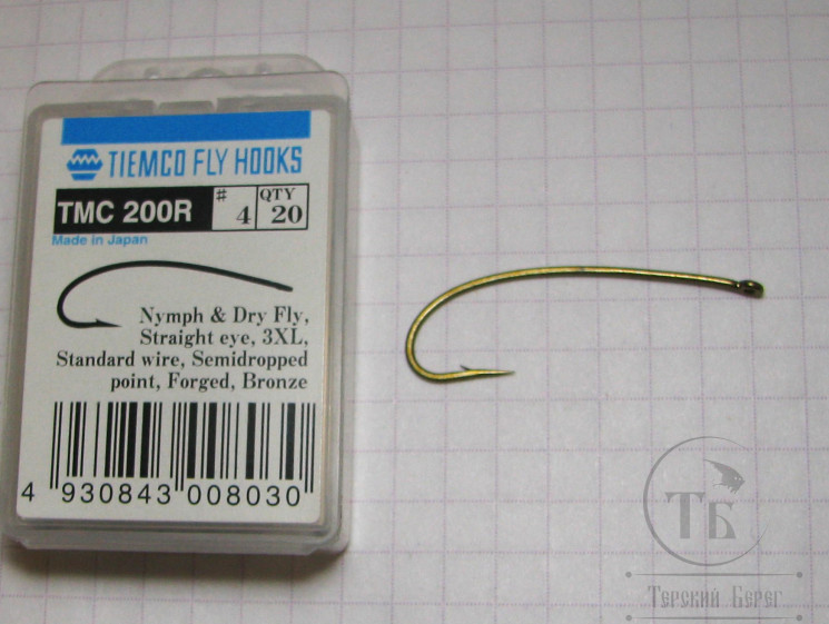 Крючки ТIEMCO FLY HOOK 200R № 4 Bronze TMC ( 10 штук )