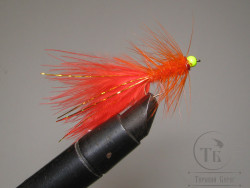 Муха Woolly Bugger Fl. Fire Orange Fl. Chart. Head / Флюр огненно оранжевый № 10