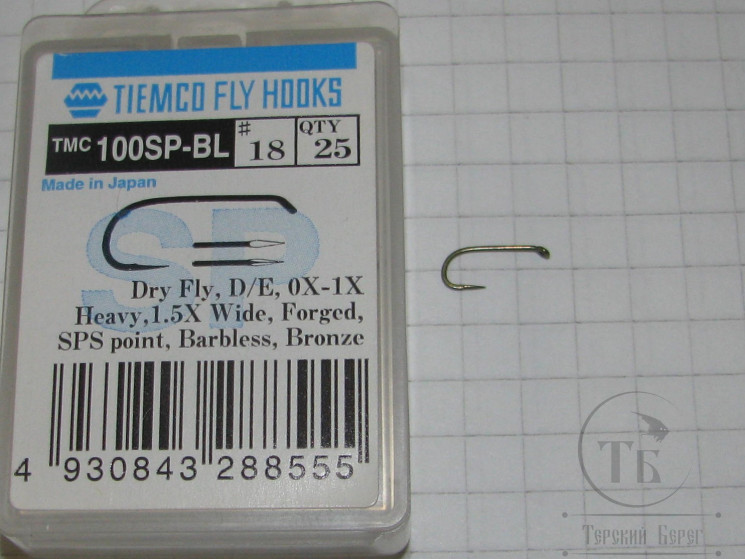 Крючки ТIEMCO FLY HOOK TMC 100SP-BL № 18 Bronze (10 штук)