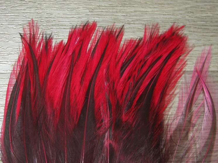 Перо скальпа петуха Баджер красно малиновый / Attractor Neck Hackle Badger Red Pink