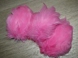 Перо петуха на коже лопаточное  розовый Scapulars feathers Pink