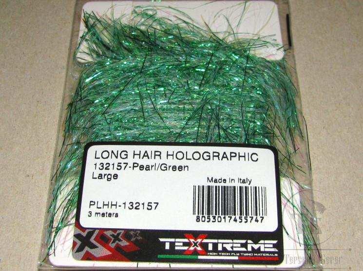 Синель Long Hair Holographic Large Pearl / Green 3 meters Textreme