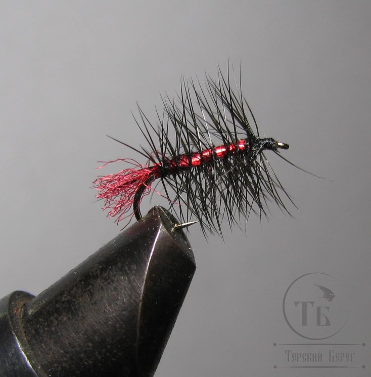 Муха Палмер PLM ( 28 ) Black - Red  # 12