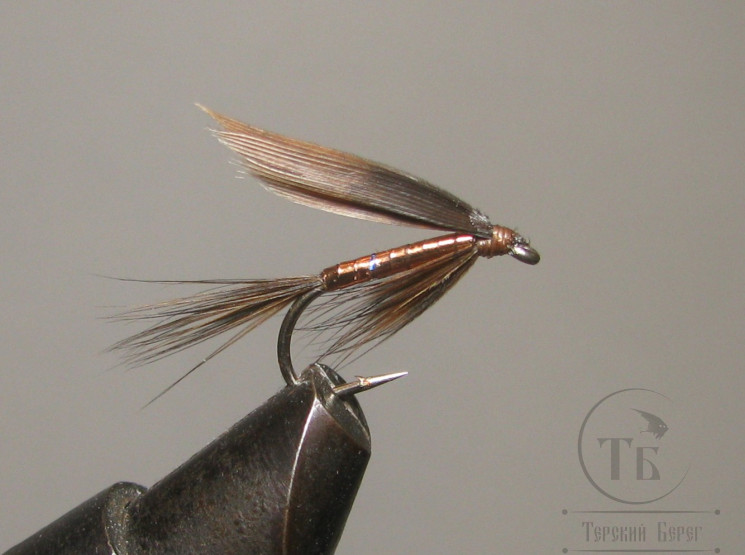 Муха мокрая Wet fly ( 8 ) March  Brown Copper Variant крючок № 10 ( Kumho Wet)