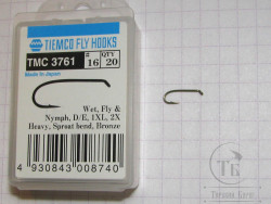 Крючки ТIEMCO Fly Hook TMC 3761 № 16 Bronze ( 10 штук )