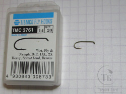 Крючки ТIEMCO Fly Hook TMC 3761 № 14 Bronze ( 10 штук )
