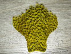 Куриные перья скальпа на коже  (верхняя часть)  Hen Cape American  гризли желтые