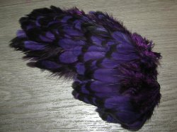Перо курицы фиолетовое с чёрной окантовкой 1/2 Soft Hackle BLW Purple Whiting