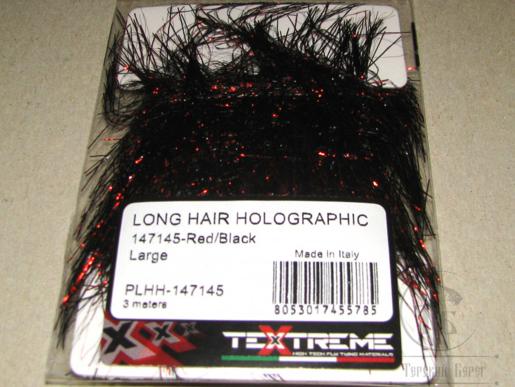 Синель Long Hair Holographic Large Red / Black 3 meters Textreme
