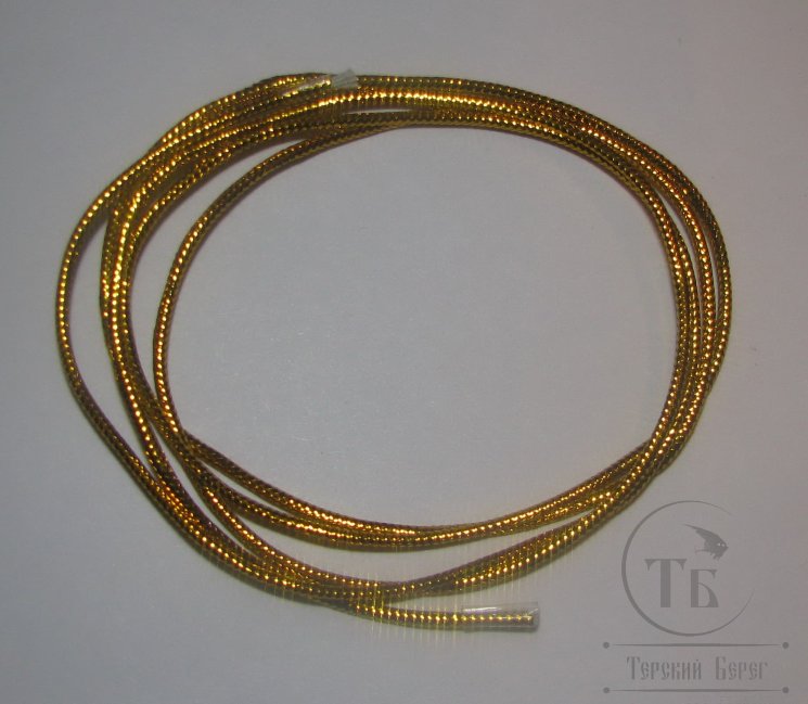 Трубочка для тел плетёная из плоского люрекса \ mylar tubing gold D 2