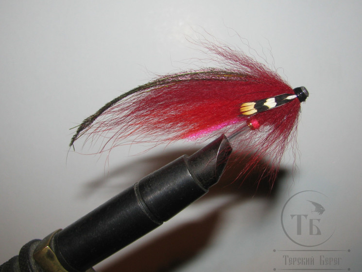 Муха лососёвая на пластиковой трубке ( 7 ) серия " ГОРБУША / СЁМГА " JC Red Hot Pink 1.0 дюйм