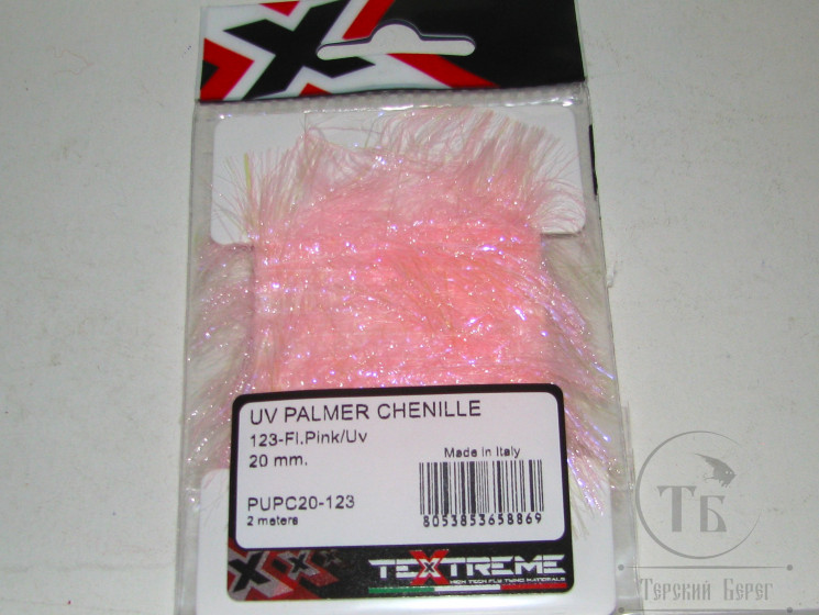 Синель UV Palmer Chenille Fl. Pink / UV 20 mm  2 meters Textreme
