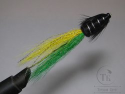 Муха лососёвая ( 17 ) Mikael Frodin Flies Snaelda Yellow/Green ( 1 дюйм медь )