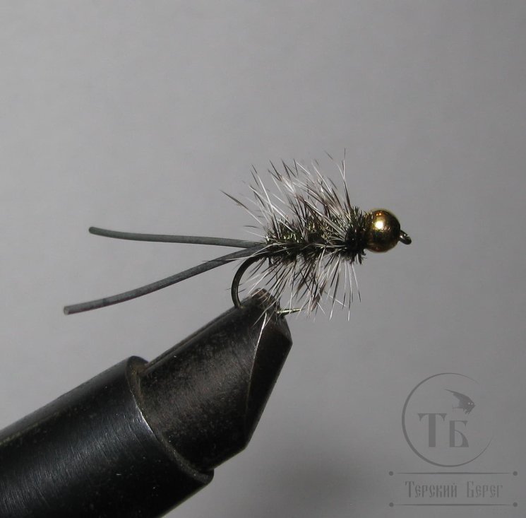 Мухa нимфа ( 2 ) Nymph Sili Legs GH grizzly / black №10
