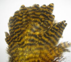 Куриное перо Hen feathers гризли золотой