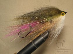 Муха щучья (40) Olive White Hot Pink 11 cm Крючок №2/0 (2 кр.)