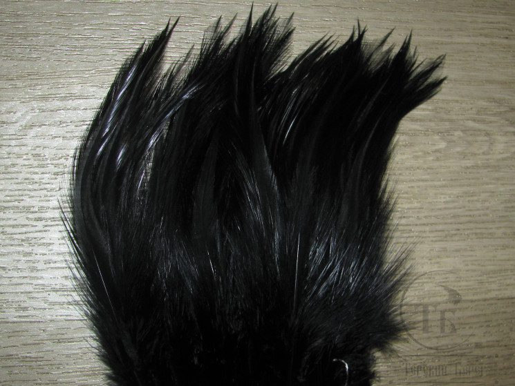 Перо скальпа петуха черное / Strong neck hackle Black 3XL CF