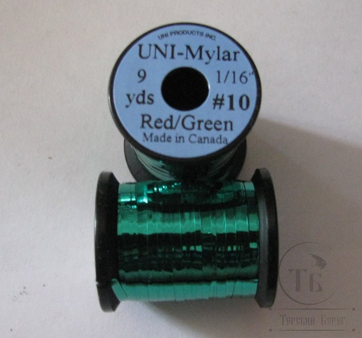 Плоский люрекс UNI Mylar 9 yds 1/16 # 10 Red / Green