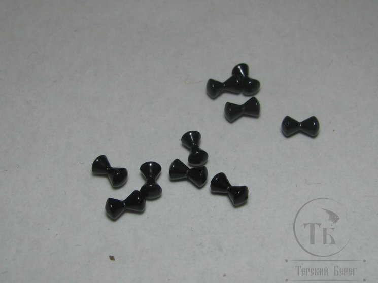 Глазки гантельки латунные Black 2,4 mm 3/32 (уп 10 шт)