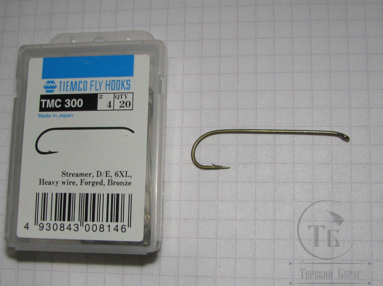 Крючки ТIEMCO Fly Hook TMC 300 № 4 Bronze ( 10 штук )
