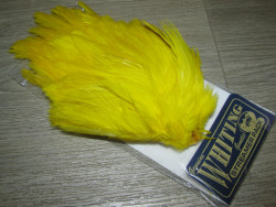 Перья петуха  на коже ( Whiting American Rooster Streamer Yellow  ) желтый
