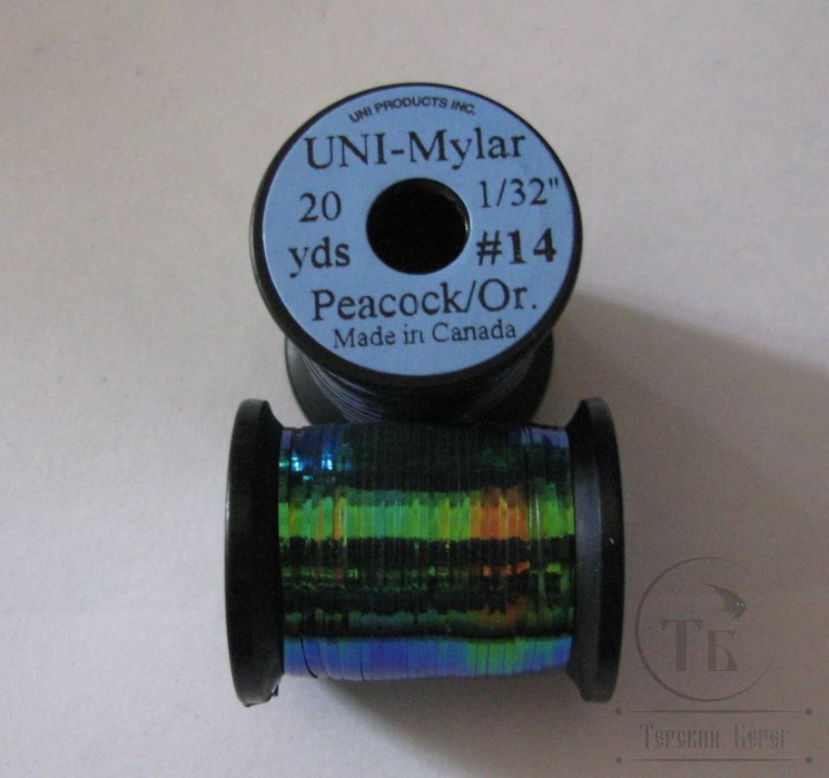 Плоский люрекс UNI Mylar 20 yds 1/32 # 14 Peacock / Orange