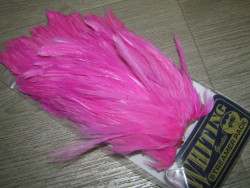 Перья петуха  на коже ( Whiting American Rooster Streamer Fl. Pink ) флюр розовый