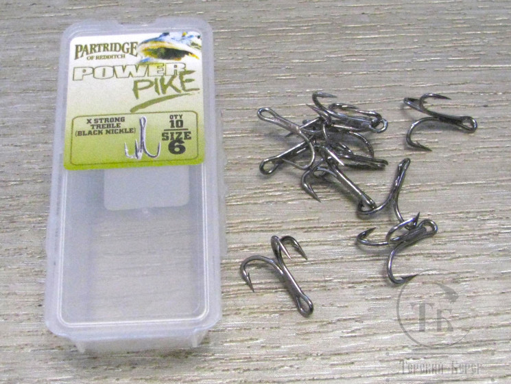 Тройник трубочный Partridge Power Pike Treble X-Strong Black Nickel № 6