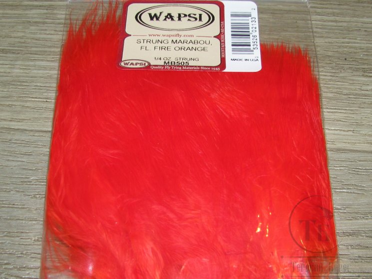 Мягкие пуховые перья Marabou Strung 1/4 OZ Fl. Fire Orange ( Metz , Wapsi )