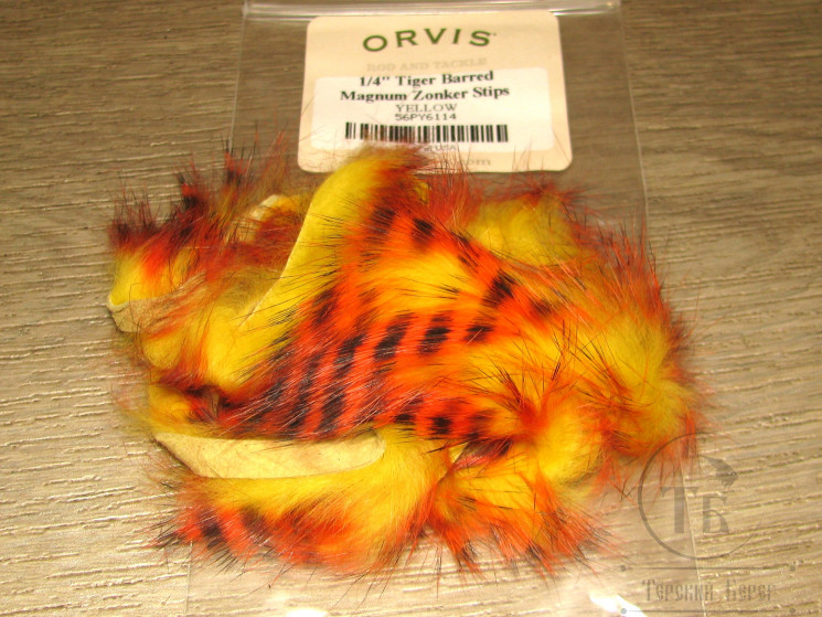 Зонкер кролика tiger barred magnum rabbit strips black / orange over yellow ( Yellow Orvis )