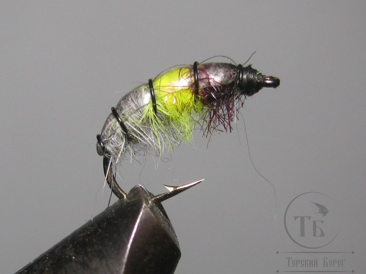 Муха Simple Scud ( 35 ) Бокоплав SSC ( Gray/Fl. Yell./Clar.) крючок Скуд 12