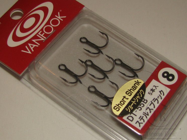 Tройник с коротким цевьем DT 55 Black № 8 ( 5 шт ) Vanfook Japan
