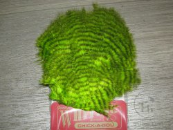 Перо петуха пушистое мягкое, фактуры "марабу" Chiсkabou Whiting Grizzly Green Chartreuse