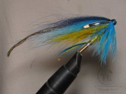 Муха лососёвая скандинавское крыло ( 18 ) Blue Yellow ( медь трубка 1,25 дюйма)