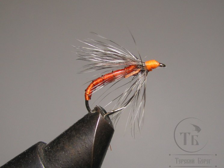Муха Soft Hackle ( 18 ) Orange Grizzly кр. № 10