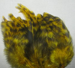  Перо петуха на коже лопаточное гризли желтое Scapulars feathers Grizzly Yellow 