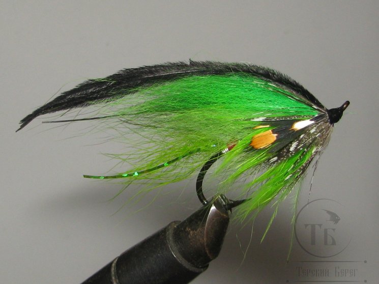Муха лососевая на одинарном крючке ( 29 ) Greenhighlander OST Var.  Kumho Salmon Black № 2/0